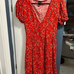 Wild Fable Red Puff Sleeve Midi Sundress